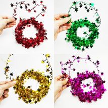 7,5 m Weihnachts stern Rattan Gold rot grün Metall Glitter Stern Rattan Weihnachts baum DIY Ornamente Weihnachts feier Dekoration