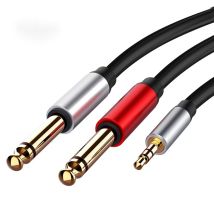 3.5mm 1/8 "TRS a Dual 6.35mm 1/4" TS maschio Jack Mono Stereo AUX adattatore Audio cavo Splitter a Y per amplificatore Mixer per chitarra