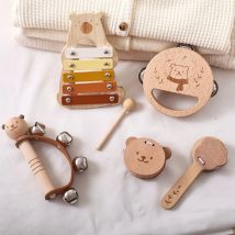 5 stück Set Montessori Spielzeug Baby Musik Spielzeug Musik Instrument Holz Pädagogisches Spielzeug Baby 0 3 Jahre Spielzeug Bär Xylophon spielzeug Geschenke
