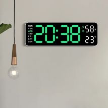 9-calowy duży cyfrowy zegar ścienny zasilany przez USB TEMP Wilgotność Tydzień Automatyczny ściemniacz DST Zegar stołowy 12/24H Elektroniczny budzik LED