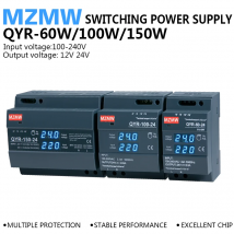 QYR-60W 100W 150W Alimentatore switching su guida DIN AC-DC 12V 24V con display digitale a forma di passo industriale per striscia luminosa a LED