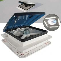RV Roof Vent Fan, 12V Caravan Roof Vent, 360x360mm with LED Light, Bidirectional Air Extraction for Camper Van Trailer