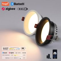 Tuya Zigbee DALI Smart LED Downlight Anti-Glare Recessed 5 CCT Black/White 110/220V Dimmabe Ceiling Lamp Bedroom Kitchen