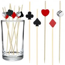 100 pcs Casino Cocktail Picks Decorative Dice Poker Cocktail Toothpicks Las Vegas Night Decorations Casino Themed Party Supplies