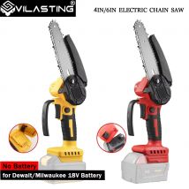VILASTING Mini Chainsaw 4/6Inch Cordless Woodworking Garden Electric Saw Cutting Power Tool Fit Dewalt/Milwaukee 18V Battery Pin