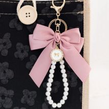Noter New Fashion Bow Keychain For Women Girlfriend 5 Colors Available Backpack Decoration Pendant Imitation Pearl Keyring Charm