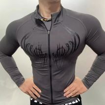 Gothic-Style Stretchy Slim Fit Fitness Sports Zip-Up Long-Sleeve Cardigan Jacket for Men And Women