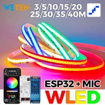 Controlador WLED ESP32 RGBIC COB Kit de cinta de luz LED sonido reactivo sincronización de música funciona con Alexa 24V 5 10 15 20 25 30 40 M