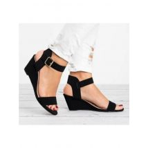 Summer Women Sandals Suede Wedge Round Toe British Style Fashion Solid High Heel Sandals Classics Casual Womens Shoes