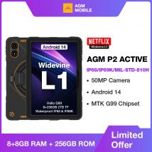 Tavoletta robusta AGM P2 Active FHD da 11", IP68 impermeabile/antipolvere, 8 GB di RAM+256 GB, Android 14, G99, pad durevole Widevine L1 P2W