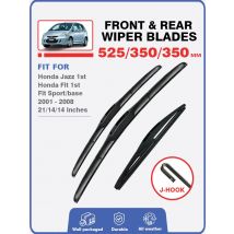 Front Rear Wiper Blade For Honda Fit Jazz MK1 2001 - 2008 Window Brushes Cutter Accessories J Hook 2002 2003 2004 2005 2006 2007