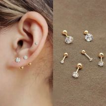 1 Stück 4 Zinken Strass Ohr stecker Ohrringe für Frauen/Männer Tragus Knorpel Standard Lappen Piercing Schmuck Geschenk