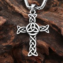 Vintage Punk Edelstahl Kreuz Anhänger Halskette nordische Mode Wikinger Celtics Knoten Halsketten männliche Amulett Schmuck Großhandel