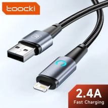 Toocki Cavo USB a Lightning o tipo C per iPhone 14 13 12 Pro Max 8 7 plus Caricatore LED Cavo USB C Cavo di ricarica veloce 1m 2m