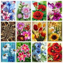 AZQSD Diamant-Gemälde, 5D-Blume, Mandala-Mosaik, Handarbeit, komplette Kits, Stickerei, Verkauf, Blumenmuster, Heimdekoration, 30 x 40 cm, Kunsthandwerk