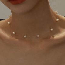 Elegante süße weiße Imitationsperle Perlen Halsband Schlüsselbein Kette Halskette für Frauen Hochzeit Schmuck Kragen 2023 Neu