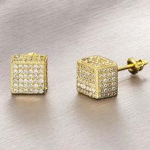 Hip Hop Cube Iced Out Stud Ohrringe Für Frauen männer Platz Micro Pave Kristall CZ Stud Ohrring Schmuck Zubehör Geschenk OHE109