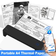 Mini impresora térmica portátil A4, máquina de impresión fotográfica en PDF compatible con Bluetooth, rollos de papel doblados para oficina, hogar y viajes