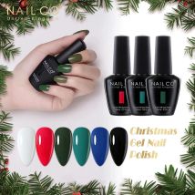 NAILCO Gel Nail Polish 15ml Nail Art Glitter Manicure Set Top Coat Christmas Green Red Pink Color Series UV/LED Nails Gel Design
