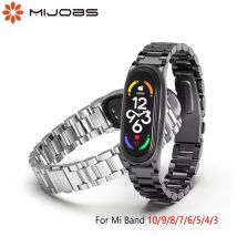 Metal Strap for Mi Band 9 10 8 7 6 5 4 3 Stainless Bracelet for Xiao mi Mi Band 9 Strap for Mi Band 8 Mi Band 7 Wristband