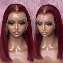 Burgund HD Transparent Spitze Front Menschliches Haar Perücken 99J Rot Gerade 13x4 Spitze Vorne Perücke Für Frauen 4x4 Spitze Schließung Gerade perücke