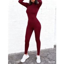 Autumn Winter Jumpsuits Sexy Women Skinny O-Neck Zippers Long Sleeves New Fashion Thermal Jumpsuits Fitness Yoga Sports Rompers