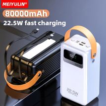 80000 mAh Große Kapazität Power Bank Tragbare USB C Kabel Schnelle Lade Mobile Externe Ersatz Batterie Für iPhone 16 Samsung Xiaomi