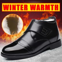 2024 Luxus Mode Knöchel Thermische Leder Schuhe männer Winter Pelz Stiefel Weichen sohlen Baumwolle Schuhe Nicht slip Thermische Plüsch männer Schuh