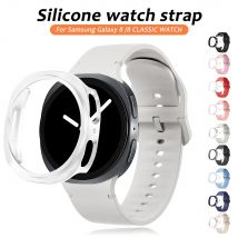 Silicone Band+PC Case for Samsung Galaxy Watch 8 44 40mm Sport Belt Wrist Replacement Correa Bracelet for Galaxy Watch 8 Classic
