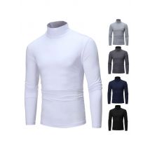 Autumn Winter Mens Thermal Underwear Basic Bottoming Plain T-shirt Slim Fit Turtleneck Pullover Thermo Undershirt Male Thin Tops