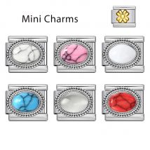 Fashion Pink White Blue Red Oval Zircon Italian Beads Link Fit 9mm Stainless Steel Bracelet Making DIY Charm Women Men Jewelry