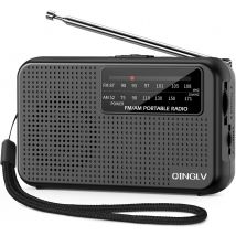 Radio Portatile AM FM a Batteria con Antenna Telescopica e Jack per Cuffie, per Uso Interno, Esterno ed Emergenze