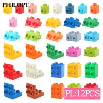 12 pezzi di blocchi di costruzione di grandi dimensioni mattoni ad angolo alto 2 × 2 serie di frutta trasparente giocattolo creativo assemblato fai da te per bambini