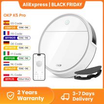 Aspirapolvere robot OKP K5P, 5000 Pa, 180 minuti, WiFi/App, design sottile, ricarica automatica, perfetto per pavimenti duri, peli di animali domestici, tappeti