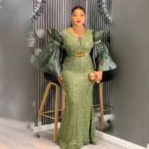 Plus Size African Party Dresses for Women Dashiki Sequin Sexy Bodycon Long Dress Elegant Muslim Christmas Wedding Evening Gown
