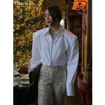 Clacive Mode lose weiße Frauen hemd 2024 elegante Revers Langarm Bluse lässig klassische feste Blusas Top weibliche Kleidung