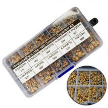 500 sztuk 10 wartości 0,1 uF ~ 10 uF 50 V zestaw kondensatorów ceramicznych zestaw asortymentowy zestaw do sortowania kondensatorów ceramicznych zestaw do sortowania