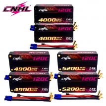 2 pezzi CNHL Lipo Batteria 2S 7.6V 4000mAh 4900mAh 5200mAh 120C HV Shorty Custodia rigida con spina EC3 per RC Auto Aereo Camion Barca