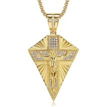 Männer Halskette Große Jesus Kreuz Anhänger & Kette Herren Gold Farbe Edelstahl Kruzifix Halsketten Mann Iced Out Bling schmuck