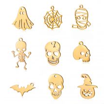 5pcs/Lot Halloween Ghost＆Skull＆Spiderweb＆Jack-o-Lantern Stainless Steel Charms Pendants DIY Bracelet Earrings Jewelry Wholesale