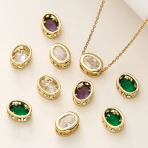 4/6 Stück 18 Karat vergoldete Messing-Ellipsen-Quader-Herzperlen mit Zirkon für DIY-Armband, Halskette, Schmuckherstellung, Zubehör