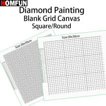 HOMFUN Diamantmalerei, quadratische/runde Bohrleinwand, leere Gitterstickerei in mehreren Größen, Kreuzstichleinwand mit doppelseitigem Klebeband