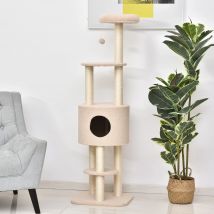 PawHut Árbol para Gatos Altura 148 cm con Postes de Sisal y 3 Plataformas