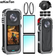 Aluminiowy futerał ochronny do aparatu Insta360 X5 Klatka dla królika z silikonową osłoną obiektywu Zimna stopka do akcesoriów Insta 360 X5
