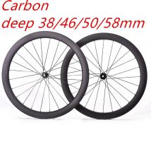 Rower szosowy 700C karbonowe koła z hamulcem tarczowym deep38/46/50/58mm Clincher/bezdętkowe koło rowerowe karbonowy zestaw kół szosowych