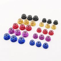 10 pz M3/M4 Flangia In Lega di Alluminio Inserto In Nylon Dado di Bloccaggio autobloccante Con Anello di Gomma Antiscivolo Per RC Auto Scx10 Traxxas ruota