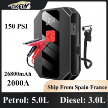GKFLY 4 en 1 arrancador de salto bomba de 150PSI compresor de aire 26800mAh banco de energía 2000A dispositivo de arranque de emergencia inflador de neumáticos Digital
