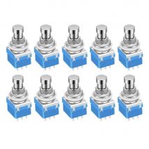 10PCS 3PDT Guitar Effects Stomp Switch Guitar Foot Switches 9 Pin Latching Push Button Switch ON-ON With Solder Terminal