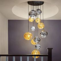 Skandynawska dekoracja domu, żyrandol na schody, salon, sypialnia i jadalnia Lampy wiszące, lampy sufitowe, oświetlenie wewnętrzne