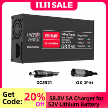 Caricabatterie 58,8 V 5A per bici elettrica Ebike con batteria agli ioni di litio 14S 52 V con spina DC2.1 XLR-3pin Caricabatteria al litio opzionale 52 V